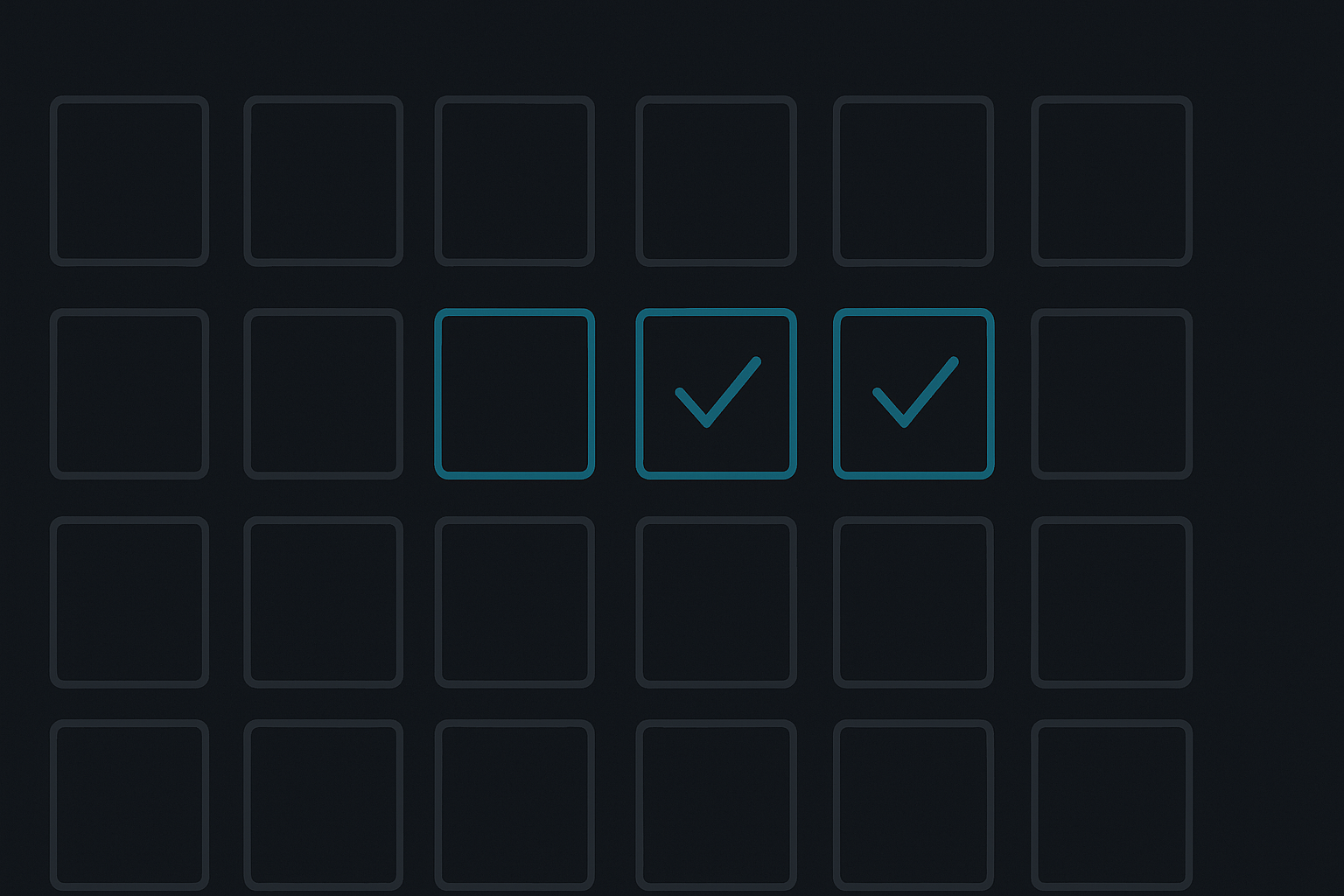 Abstract grid of controls with a few highlighted as high-impact